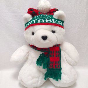 Santa Bear Authentic Vintage 1986 Dayton Hudson w/green, red & wht hat & scarf